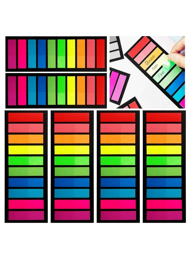NANASO 1200Pcs Colored Page Markers6 Sets Fluorescent Sticky Tabs In 10 Primary Colorsneon Sticky Notes Flagswaterproof Writable Translucent Page Flags For Booksbookmarksnotebookremoves Cleanly - Image 1