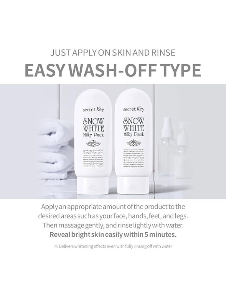 Secret Key Snow White Milky Pack – Instant Brightening & Hydrating Wash-Off Mask, 200g – Even Skin Tone & Radiant Glow - Image 3
