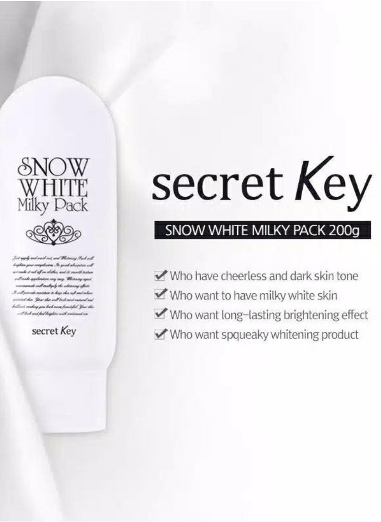 Secret Key - Secret Key Snow White Milky Pack – Instant Brightening & Hydrating Wash-Off Mask, 200g – Even Skin Tone & Radiant Glow - Image 1