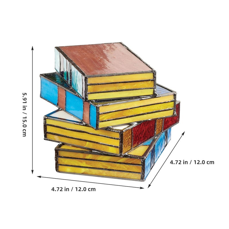 🏠 مصباح جانبي بتصميم مبتكر على شكل كومة كتب مصنوع من مواد متينة للديكور المنزلي - Image 3