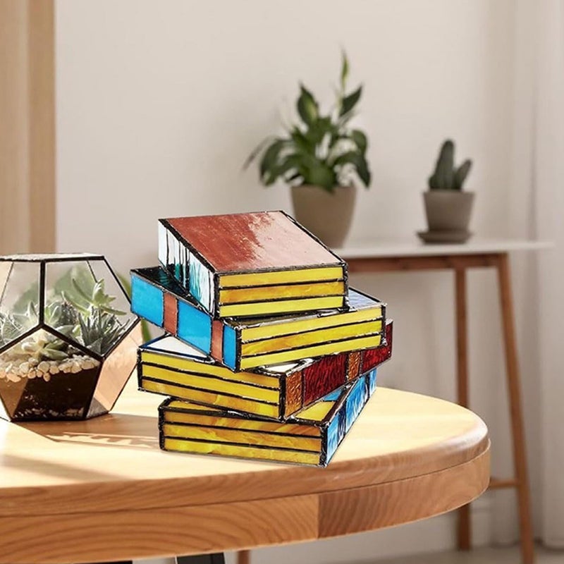 🏠 مصباح جانبي بتصميم مبتكر على شكل كومة كتب مصنوع من مواد متينة للديكور المنزلي - Image 4
