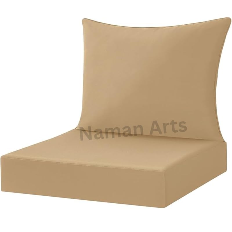 NA NAMAN ARTS وسادة فناء عميقة 2 قطعة مجموعة وسائد كراسي خارجية مقاومة للماء وأغطية قابلة للإزالة - (كاكي) - Image 1