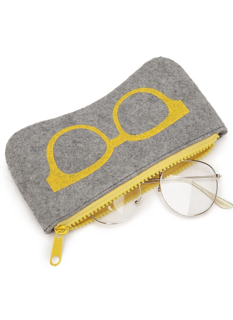 NIBEMINENT Soft Glasses Case, Simple Stylish Felt Sunglasses pouch with Zipper Eyeglasses Storage Bag for Woman(3 Pcs)  - Image 3