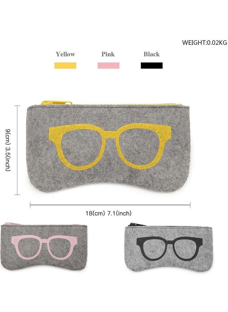 NIBEMINENT Soft Glasses Case, Simple Stylish Felt Sunglasses pouch with Zipper Eyeglasses Storage Bag for Woman(3 Pcs)  - Image 5