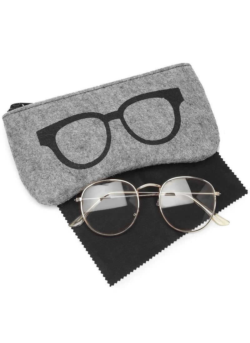 NIBEMINENT Soft Glasses Case, Simple Stylish Felt Sunglasses pouch with Zipper Eyeglasses Storage Bag for Woman(3 Pcs)  - Image 2