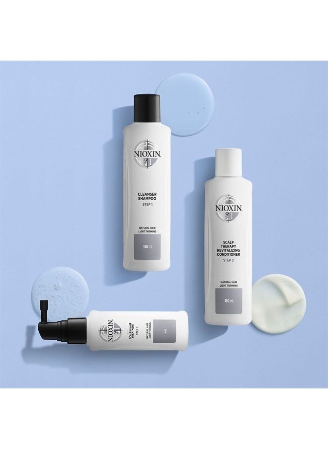 Nioxin - System Kit 1, Hair Strengthening & Thickening Treatment, Treats & Hydrates Sensitive or Dry Scalp, For Natural Hair with Light Thinning, Trial Size (1 Month Supply) - Image 1