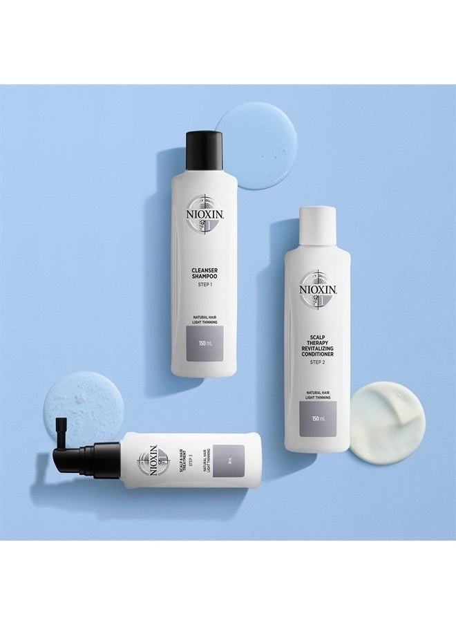 Nioxin - System Kit 1, Hair Strengthening & Thickening Treatment, Treats & Hydrates Sensitive or Dry Scalp, For Natural Hair with Light Thinning, Trial Size (1 Month Supply) - Image 1