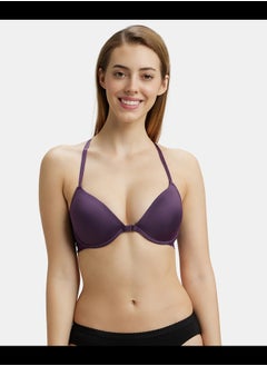 Jockey 1815 Women's Under-Wired Padded Soft Touch Microfiber Nylon Elastane Stretch Full Coverage Lace Back Styling T-Shirt Bra with Adjustable Straps