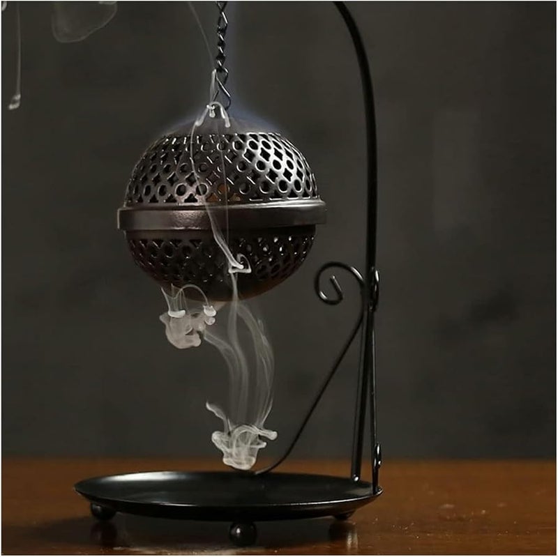 مشبك عطري معلق بإطار حديدي كروي - مبخرة زنري بالصندل العطري - ديكور كلاسيكي لغرف النوم - Image 5