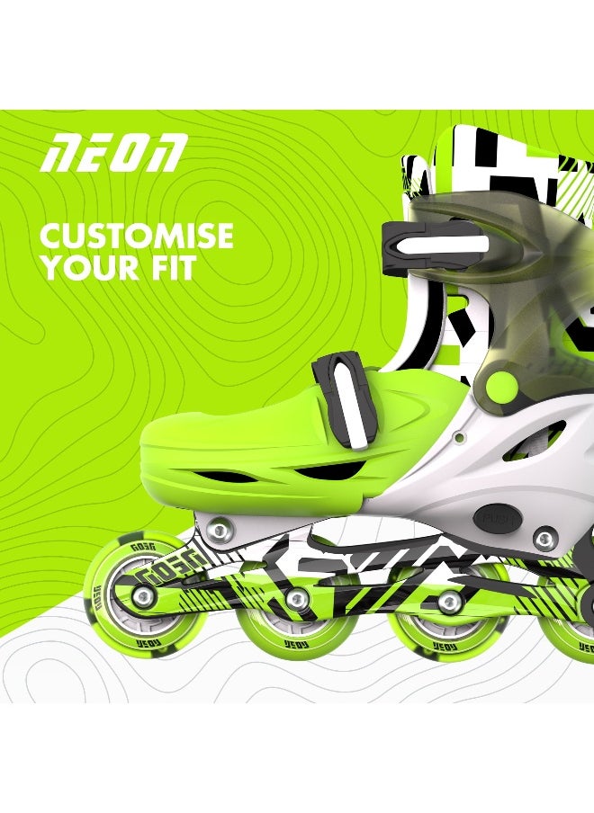 Yvolution Yvolution Neon 2-in-1 Inline and Quad Combo Skates (Size 12J-2, Goteki Green)  - Image 3