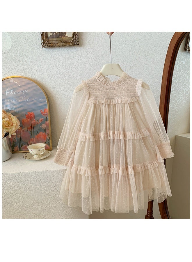 Kids Girls Dress  Spring Autumn Children's Long Sleeves Elegant Lace Splicing Baby Girl One-piece Princess Skirt - Image 1