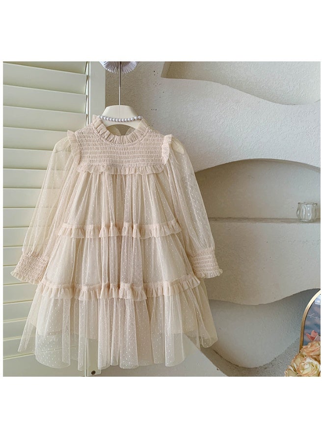 Kids Girls Dress  Spring Autumn Children's Long Sleeves Elegant Lace Splicing Baby Girl One-piece Princess Skirt - Image 3