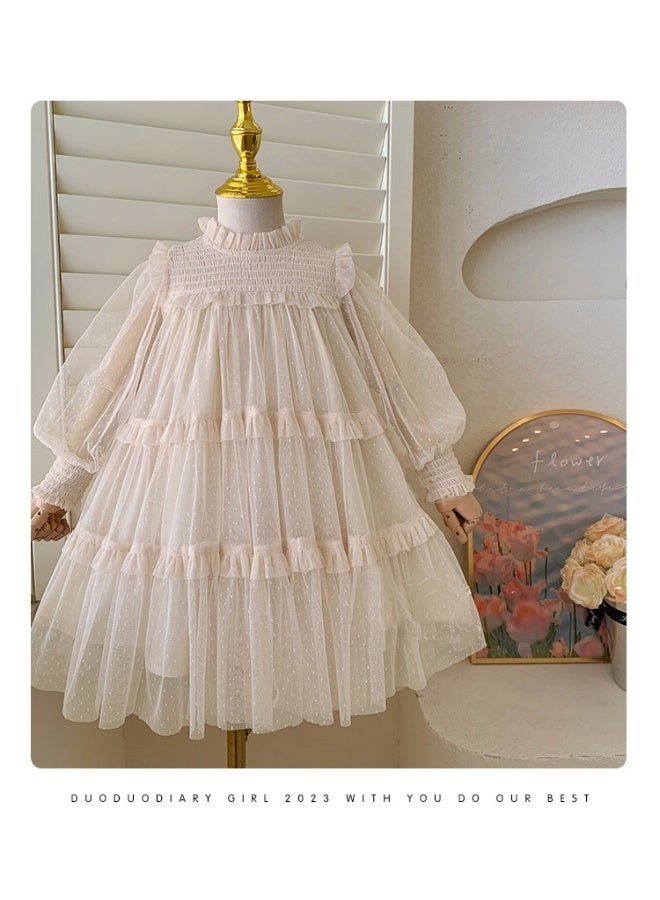Kids Girls Dress  Spring Autumn Children's Long Sleeves Elegant Lace Splicing Baby Girl One-piece Princess Skirt - Image 2