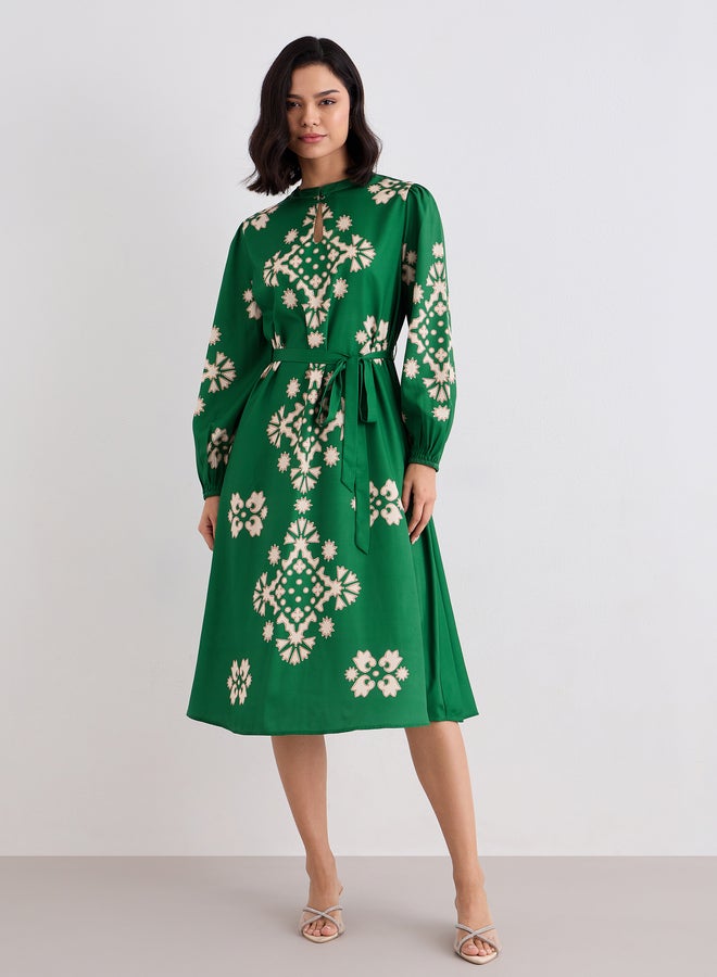 Styli Green Geometric Print Midi Dress - Image 2
