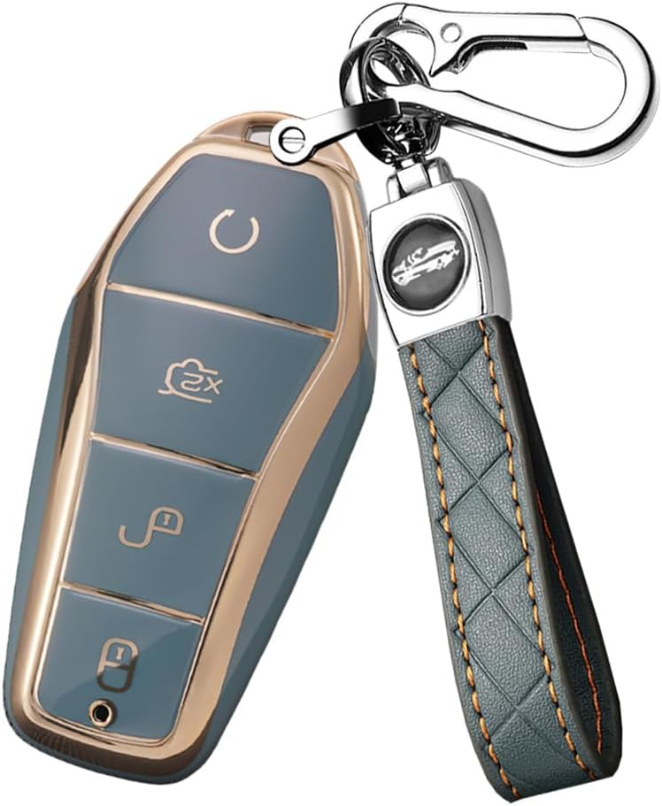 غطاء مفتاح سيارة ذكي من متوافق مع BYD، غطاء مفتاح وقائي لـ BYD Seal U وSealion 7 وSong Plus EV وAtto 2/3 وDolphin وHan وDenza D9، غطاء جهاز تحكم عن بعد، صندوق مفتاح من TPU بأربعة أزرار. - Image 1