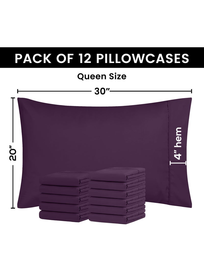 Utopia Bedding Utopia Bedding Queen Pillow Cases - 12 Pack - Envelope Closure - Soft Brushed Microfiber Fabric - Shrinkage and Fade Resistant Pillow Covers Queen Size 20 X 30 Inches (Queen  Purple)  - Image 3