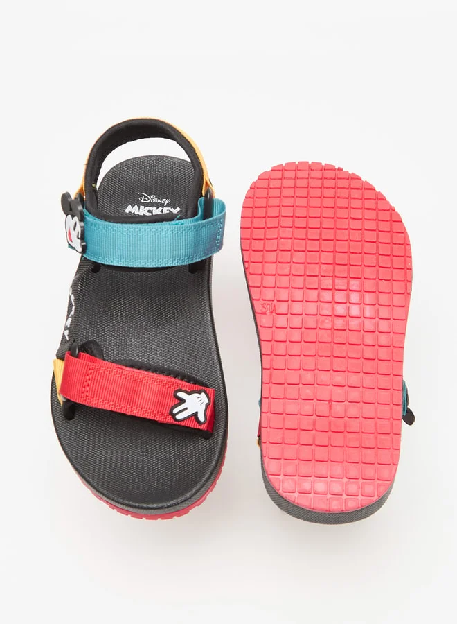 Disney Boys Mickey Mouse Accent Sandals with Hook and Loop Closure
