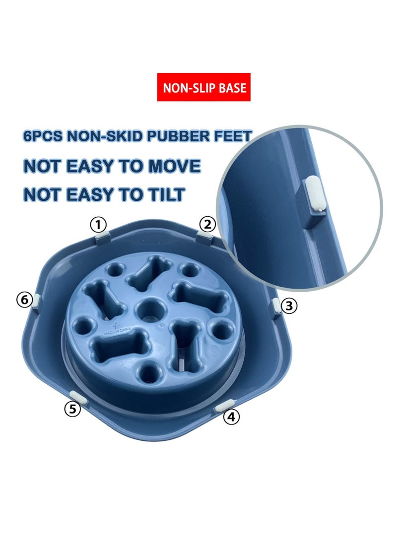 وعاء طعام بطيء للكلاب 1 قطعة مضاد للابتلاع للأكل الصحي تفاعلي لمنع الانتفاخ بديل ممتع غير قابل للانزلاق لتغذية الكلاب ببطء تصميم صحي للأكل للكلاب الصغيرة والمتوسطة (أزرق) - Image 4