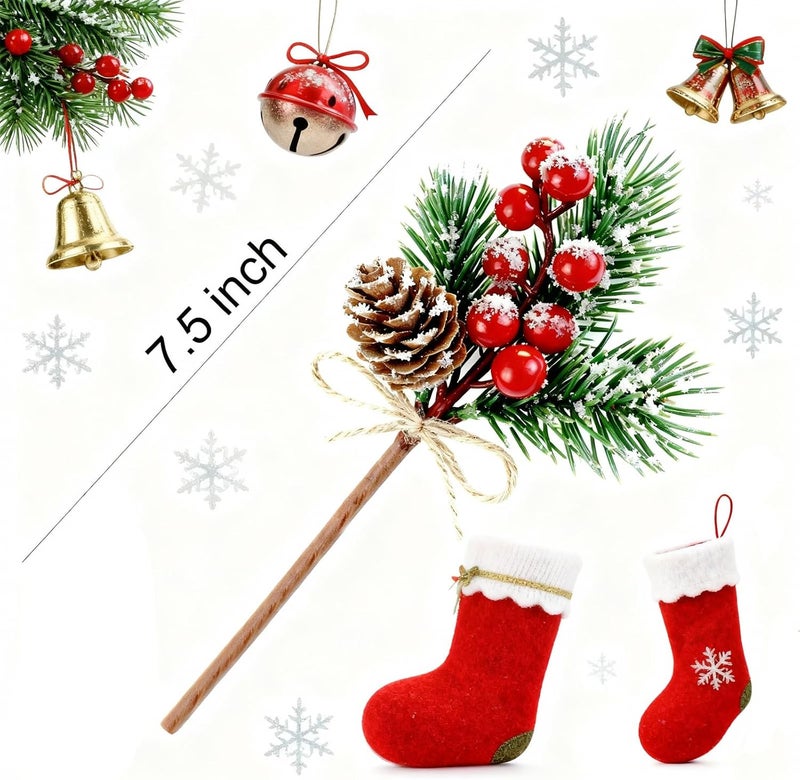FUTERLY 10 Pcs Red Berry Stems - Pine Cones for Crafts,Pine Cones for Decorating,Red Berry Wreath Floral Picks,Valentine's Day Mother's Day,Birthday Party Decoration,Gift Wrap Embellishment - Image 3