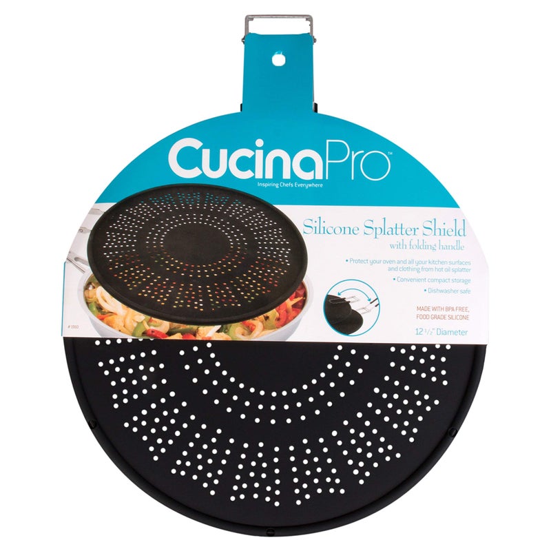 كوتشينا برو شاشة رش السيليكون - متعددة الاستخدام مقاس Xl 11.5 بوصة واقي ومصفاة للزيوت والشحوم مع مقبض قابل للطي لسهولة التخزين - تناسب معظم مقالي المطبخ هدية رائعة - Image 2
