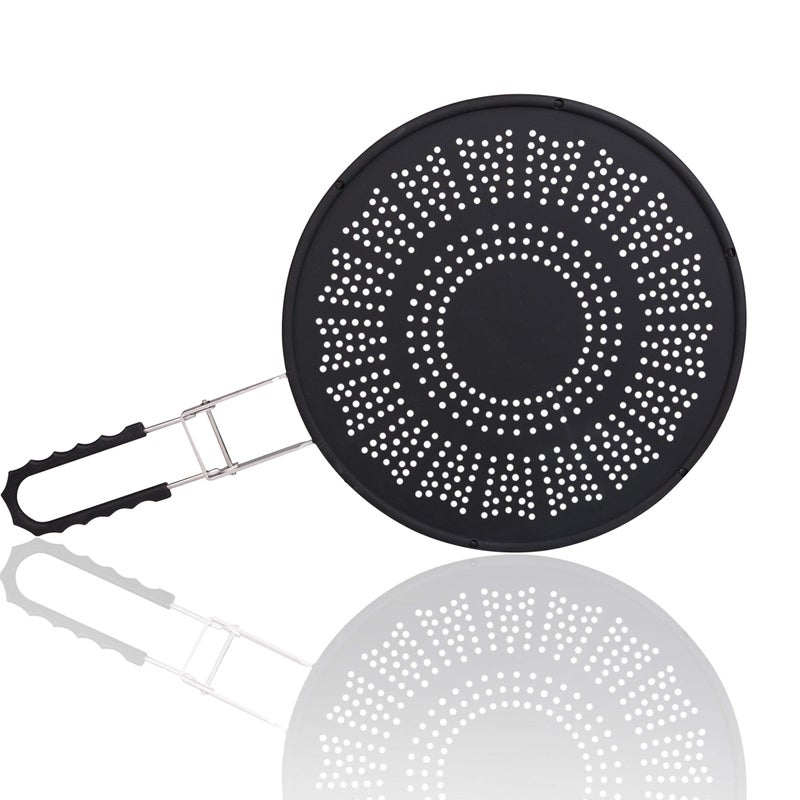 كوتشينا برو شاشة رش السيليكون - متعددة الاستخدام مقاس Xl 11.5 بوصة واقي ومصفاة للزيوت والشحوم مع مقبض قابل للطي لسهولة التخزين - تناسب معظم مقالي المطبخ هدية رائعة - Image 1