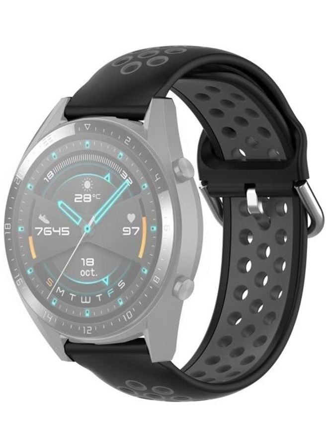 NIBEMINENT Clasp Sport Wrist Strap Watchband For Huawei GT 46mm/42mm Black/Grey - Image 1