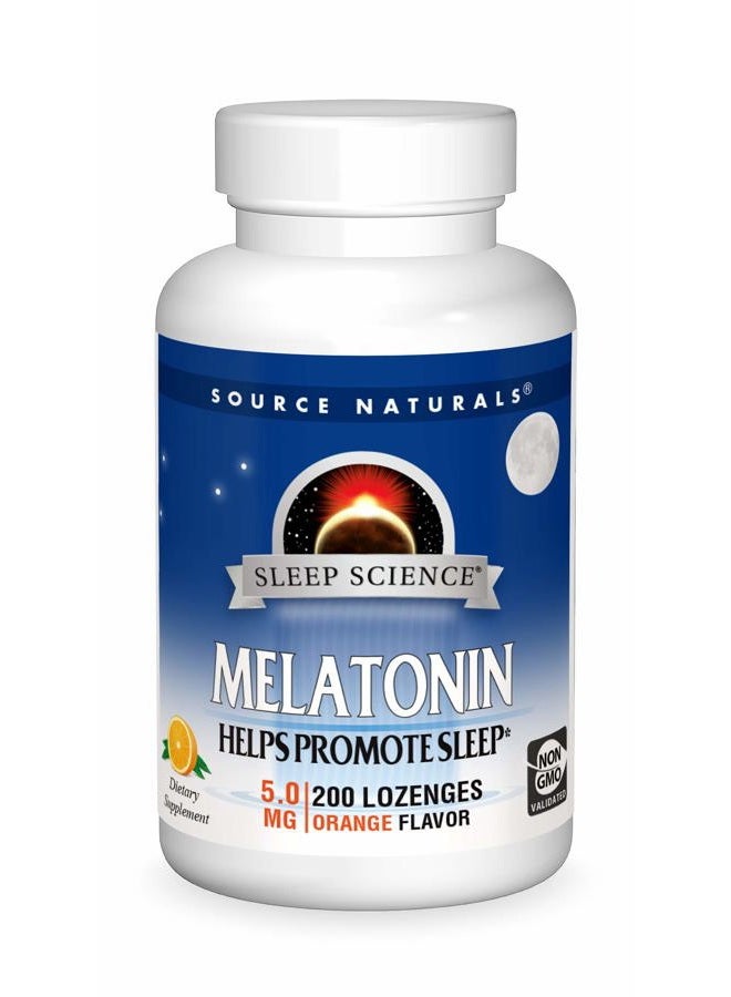 Source Naturals Melatonin, Dietary Supplement That Supports Sleep* 5 mg - 200 Orange Flavored Lozenges - Image 1