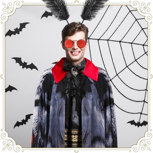 Skicuff 4 Pcs Unisex Mothman Costume Halloween Mothman Cosplay Moth Paw Glove Fingernail Glasses Headband for Adult Women(Elegant Style) - Image 4
