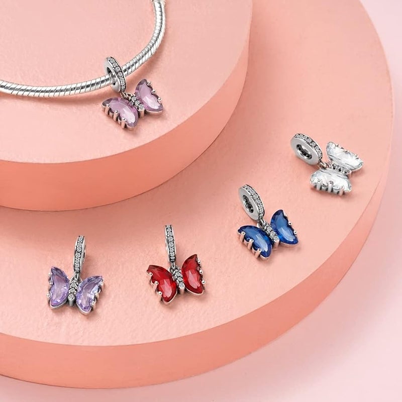 دريم لاند Butterfly Charms for Bracelets, 925 Sterling Silver Butterfly Dangle Charms for Charm Bracelets and Necklaces with Multicolor 5A Cubic Zirconias, Birthday Mothers Valentines Day Jewelry Gifts for - Image 5