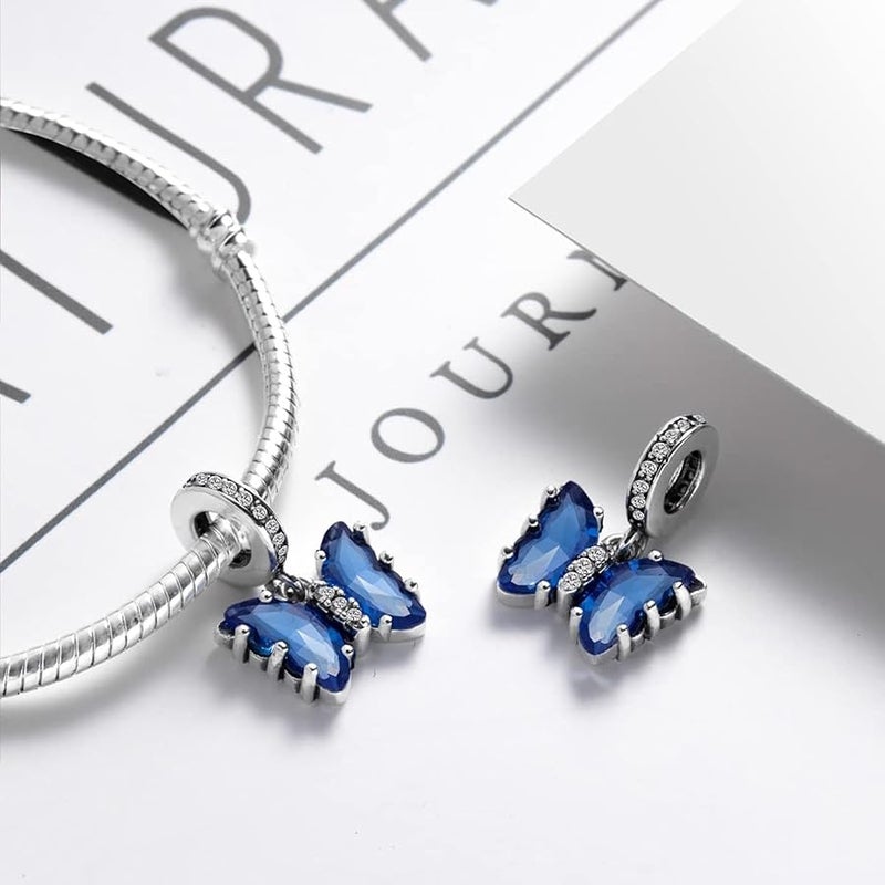 دريم لاند Butterfly Charms for Bracelets, 925 Sterling Silver Butterfly Dangle Charms for Charm Bracelets and Necklaces with Multicolor 5A Cubic Zirconias, Birthday Mothers Valentines Day Jewelry Gifts for - Image 2