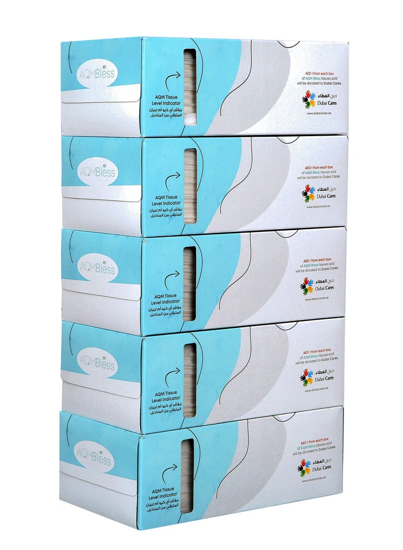 AQMBless High Quality   Facial Tissue Box 2-ply 200 sheets- Multi-Use Box with Bookmark, Ruler, Recipes, Level Indicator, 5 Boxes x 200 Tissues Per Box (1000 tissues) - Image 1