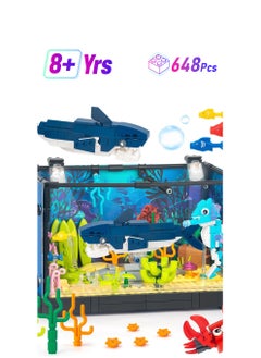 Y&D Fish Tank Building Set, Creative Aquarium with Shark, Collectible DIY Toy for Adults, Boys, and Girls Ages 8+, Includes Light, 648PCS.  - Image 1
