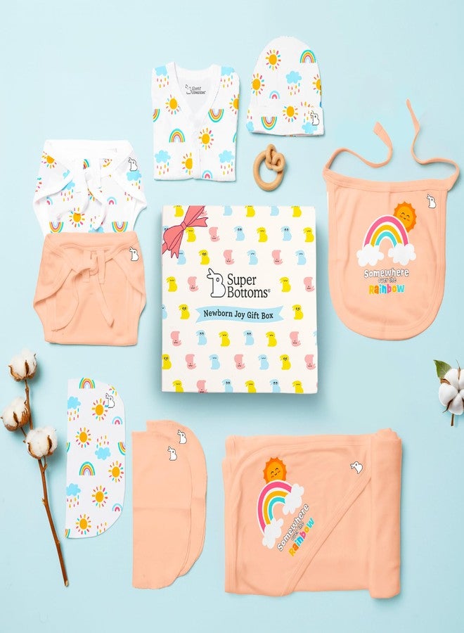 SuperBottoms Baby Gift Set for New Born - Skin-Friendly Newborn Essentials - Ideal Gifts for Newborn Baby – Unisex Clothing - 0-3 Months – 11 Pieces Baby Gift Hamper (Peach) - Image 1