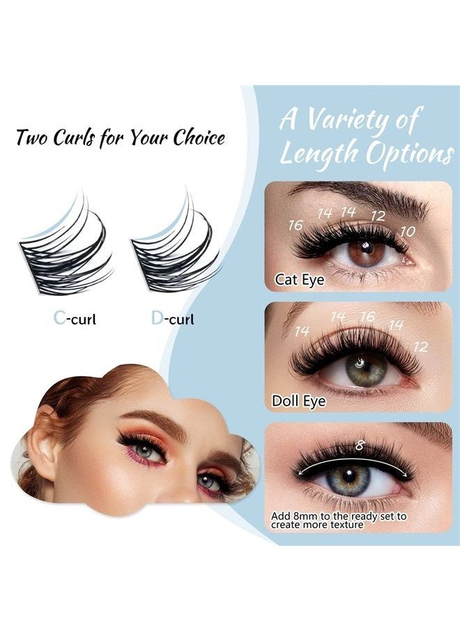 KevKev - Lash Clusters 84 Pcs Cluster Lashes Eyelash Clusters DIY Cluster Eyelash Extensions Individual Lashes Soft and Comfortable (Cloudy,C-10mm) - Image 1