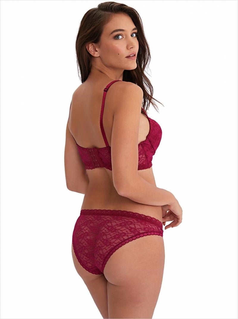 Ayyıldız Women 464 Lace Thin Sponge Covered Bustier Bra and Panties Set Claret Red1 - Image 2