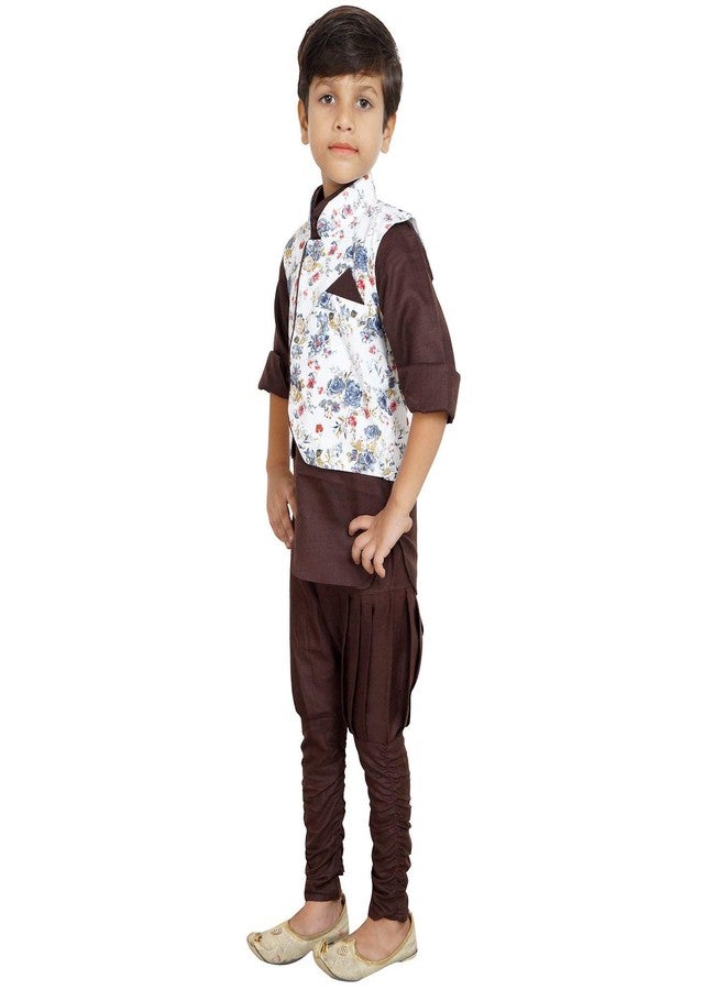 Malvina Kurta Payjama Pant with for Boysflowerprint (Multicolor, 04-05 Years) - Image 3