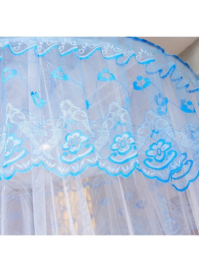 Arabest - Elegant Bed Canopy Round Lace Mosquito Net ent for Single Twin Full Queen King Size Bed Polyester White/Blue 100x270x1200cm - Image 1