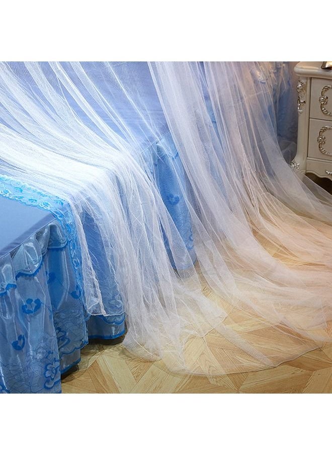 Arabest - Elegant Bed Canopy Round Lace Mosquito Net ent for Single Twin Full Queen King Size Bed Polyester White/Blue 100x270x1200cm - Image 1