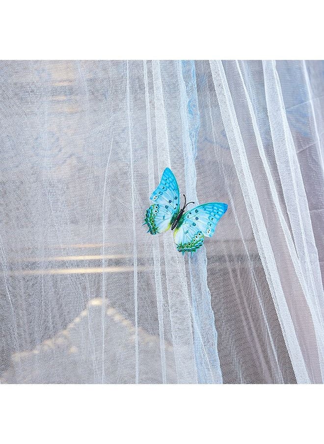 Arabest - Elegant Bed Canopy Round Lace Mosquito Net ent for Single Twin Full Queen King Size Bed Polyester White/Blue 100x270x1200cm - Image 1