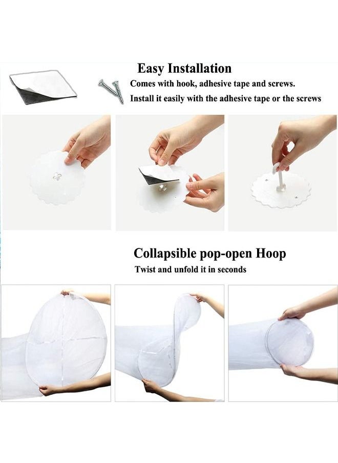 Arabest - Elegant Bed Canopy Round Lace Mosquito Net ent for Single Twin Full Queen King Size Bed Polyester White/Blue 100x270x1200cm - Image 1