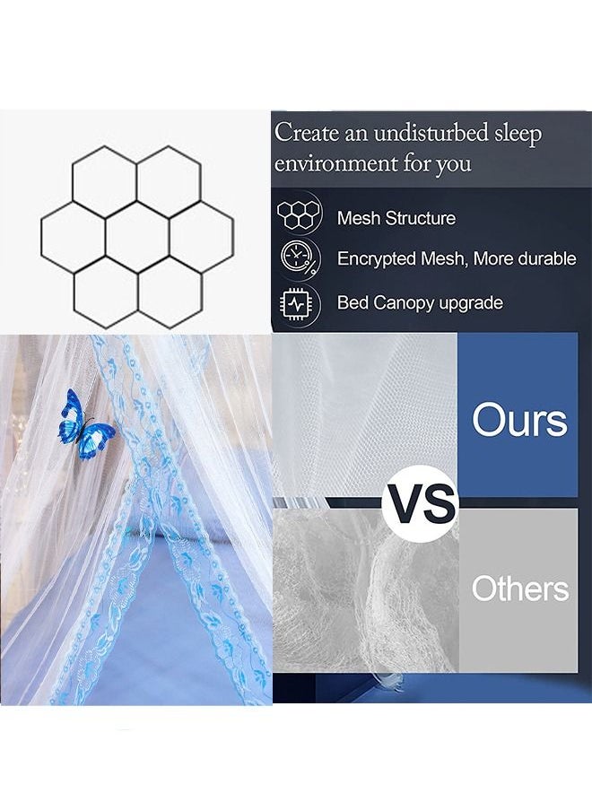 Arabest - Elegant Bed Canopy Round Lace Mosquito Net ent for Single Twin Full Queen King Size Bed Polyester White/Blue 100x270x1200cm - Image 1