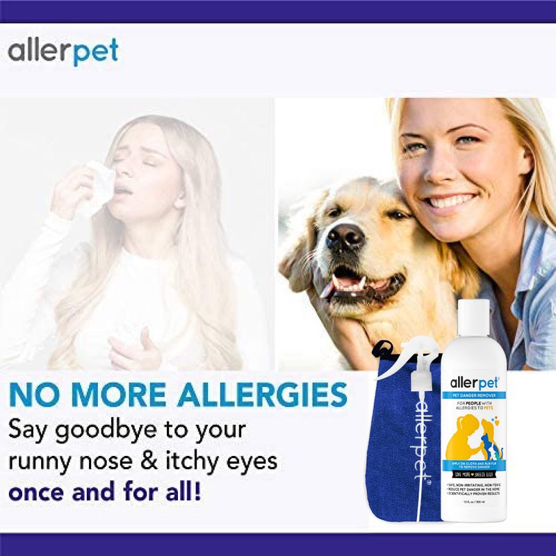 Allerpet Multi-Pet Dander Remover with FREE Application Mitt & Sprayer - Best Pet Dander Remover for Allergens - For Dog/Cat Dry Skin Treatment - Made in USA - (12oz) - Image 4