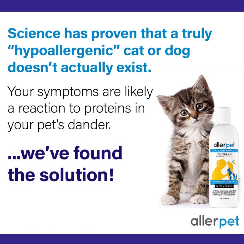 Allerpet Multi-Pet Dander Remover with FREE Application Mitt & Sprayer - Best Pet Dander Remover for Allergens - For Dog/Cat Dry Skin Treatment - Made in USA - (12oz) - Image 2