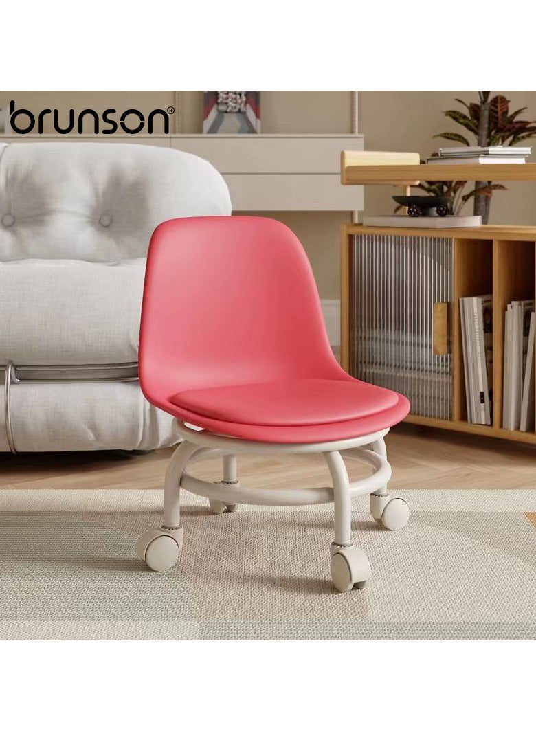 brunson Low Rolling Stool with Backrest PU Leather Roller Seat and Heavy-Duty Universal Wheels for Men Women’s Furniture Gift Home Office - Image 5
