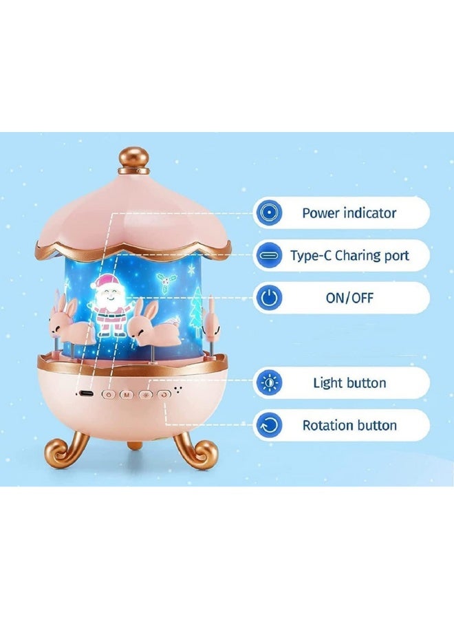 Bunny Carousel Night Light Projector, 6 Set Films Rotating LED Lamp, 360°Rotation, Star Projection Light for A Magical Nursery Atmosphere, Rotatable Rabbit Night Lamp for Kids Room Decor (Bunny Night Light) - Image 5