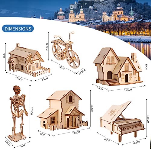 calary 3D Wooden Puzzle Simulation Animal Dinosaur Assembly DIY Model Toy for Kids and AdultsSet of 6 - Image 5