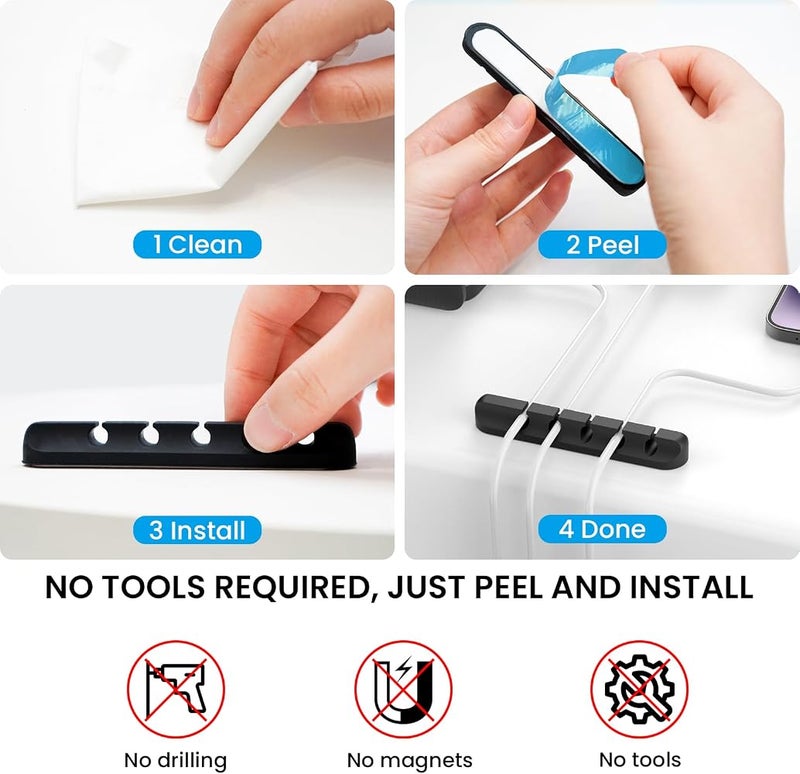 AhaStyle Cable Clips, 3 Pack Cord Holders Cable Organizer Self Adhesive Cord Keeper for Desktop Organizing USB Cable/Nightstand Power Cord/Mouse Cable/Wire PC/Cord Clips for Home Office and Car - Image 5