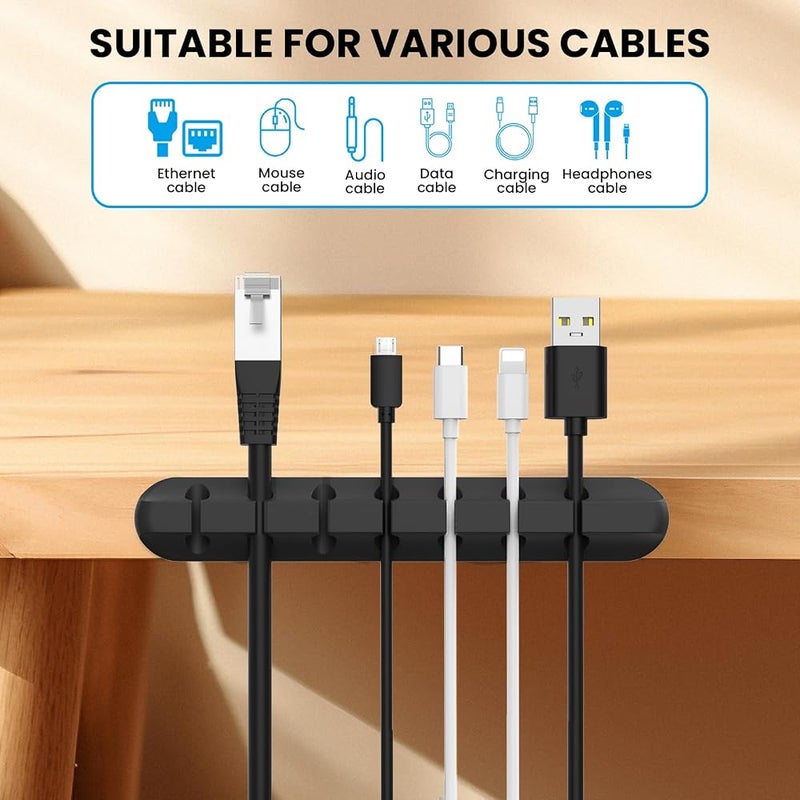 AhaStyle Cable Clips, 3 Pack Cord Holders Cable Organizer Self Adhesive Cord Keeper for Desktop Organizing USB Cable/Nightstand Power Cord/Mouse Cable/Wire PC/Cord Clips for Home Office and Car - Image 2