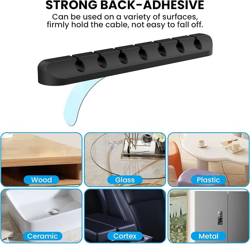 AhaStyle Cable Clips, 3 Pack Cord Holders Cable Organizer Self Adhesive Cord Keeper for Desktop Organizing USB Cable/Nightstand Power Cord/Mouse Cable/Wire PC/Cord Clips for Home Office and Car - Image 3