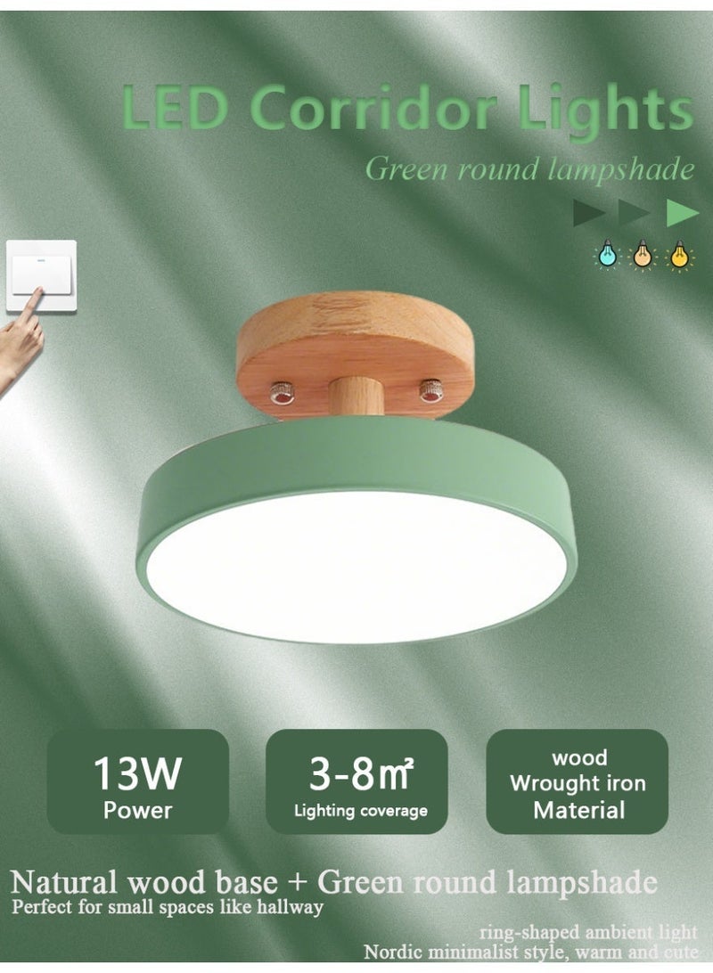 Green LED ceiling light, suitable for hallways and bedrooms, 13W - Image 1